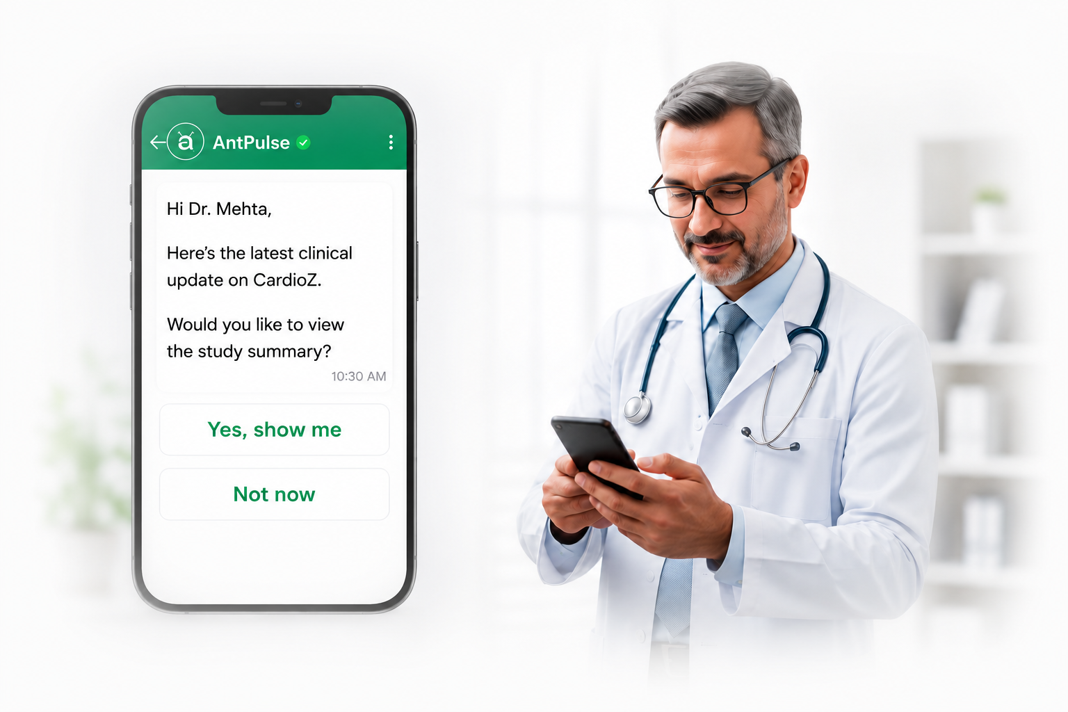 Doctor using phone